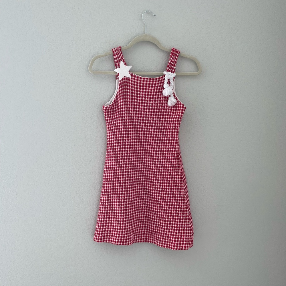Vintage girls patriotic dress Red and White Checkered Gingham Sundress size 10
